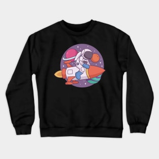 Funny Astronaut Space rocket in Aktion Crewneck Sweatshirt